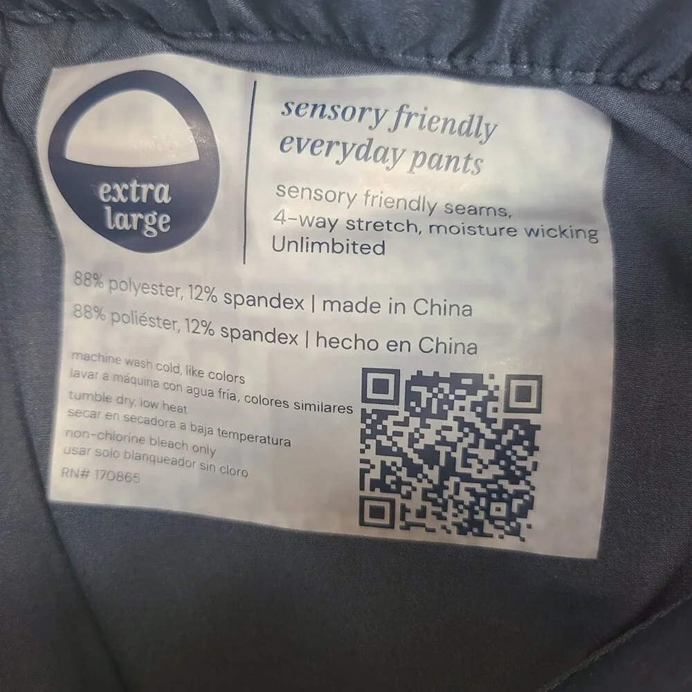 NWT No Limits Men's Sensory Friendly Moisture Wicking Stretch Pants Navy Sz XL